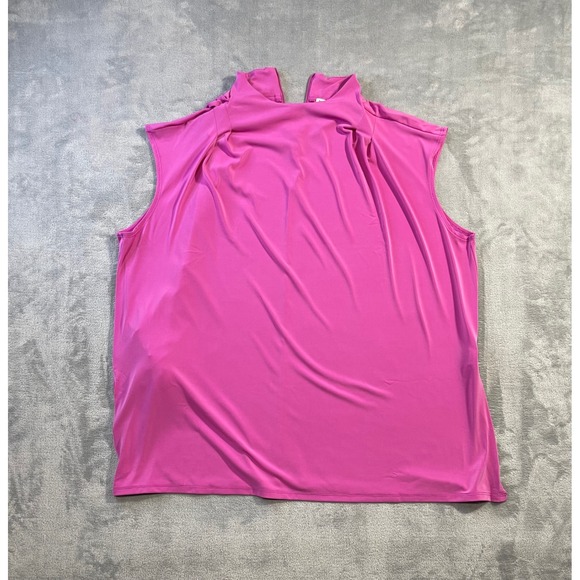 David Meister Tops - David Meister Womens Sleeveless Drape Neck Blouse 3X Pink Asymmetric Stretch